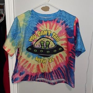 You can’t trip with us alien tie dye crop top